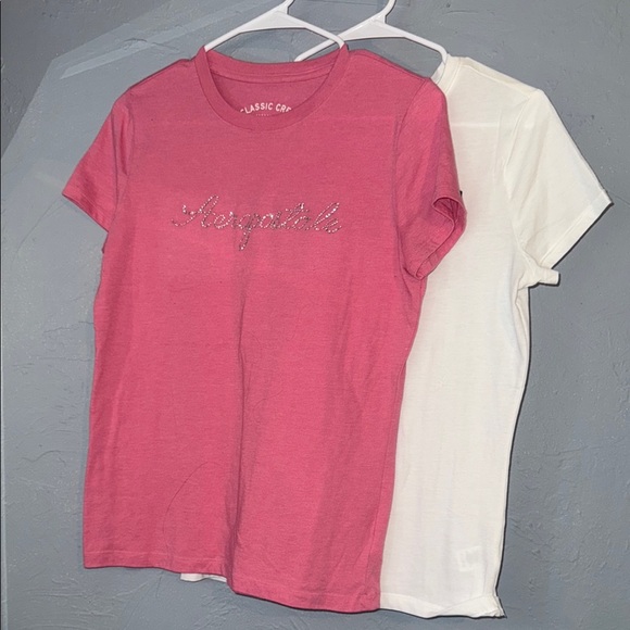Aeropostale Pink and White Short Sleeve Tees - Picture 1 of 6